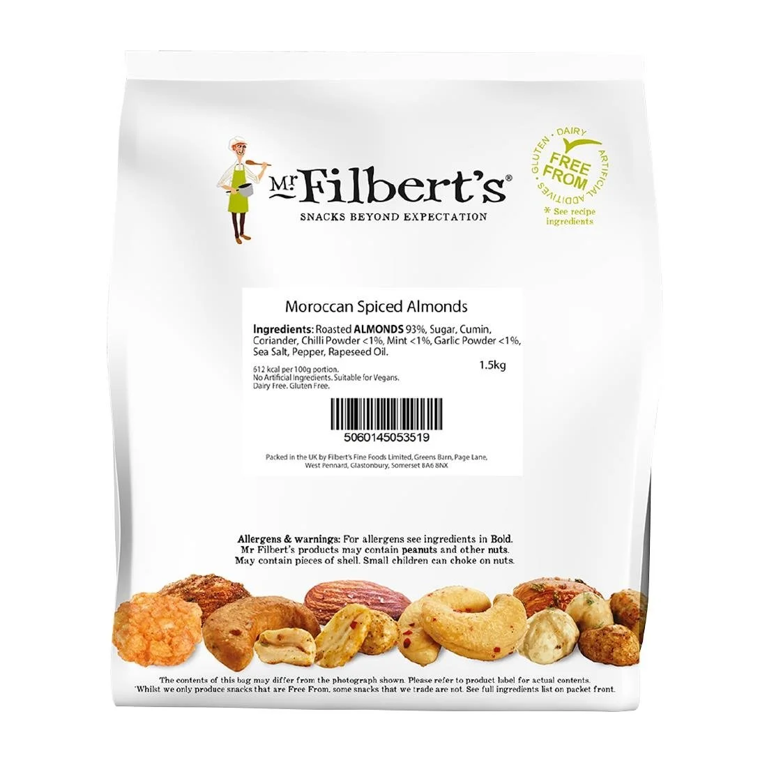 Mr Filberts Loose Serve Catering Bag Moroccan Spiced Almonds 1.5kg - Image 1