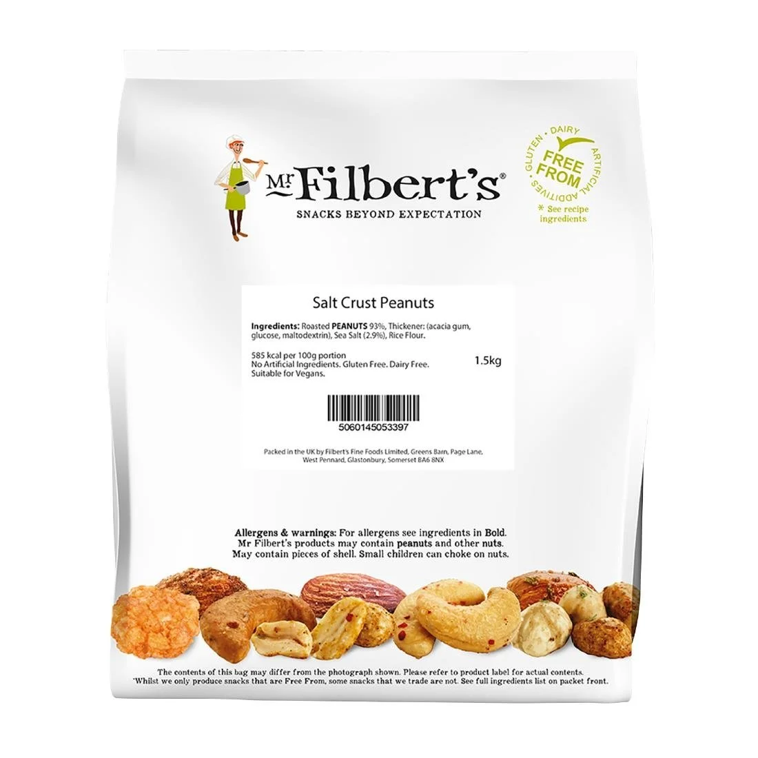 Mr Filberts Loose Serve Catering Bag Salt Crusted Peanuts 1.5kg - Image 1