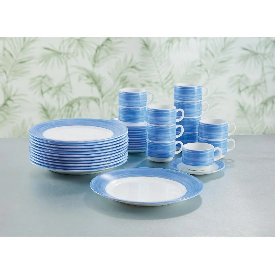 Arcoroc Brush Soup Plates Blue 225mm (12 Pack) - Image 2