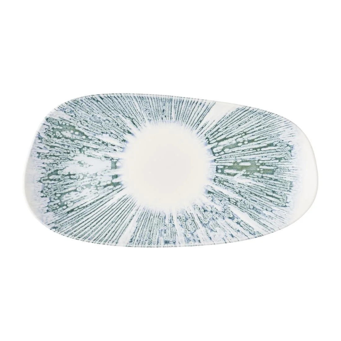 Churchill Lyra Organic Oblong Plates Blue Opal 350x185mm (6 Pack) - Image 1