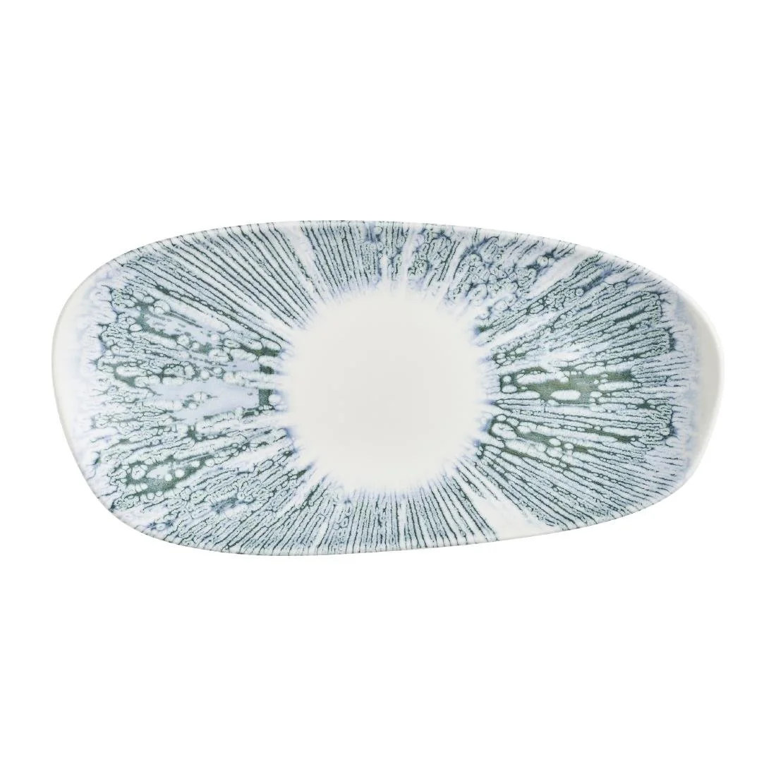 Churchill Lyra Organic Oblong Plates Blue Opal 350x150mm (12 Pack) - Image 1