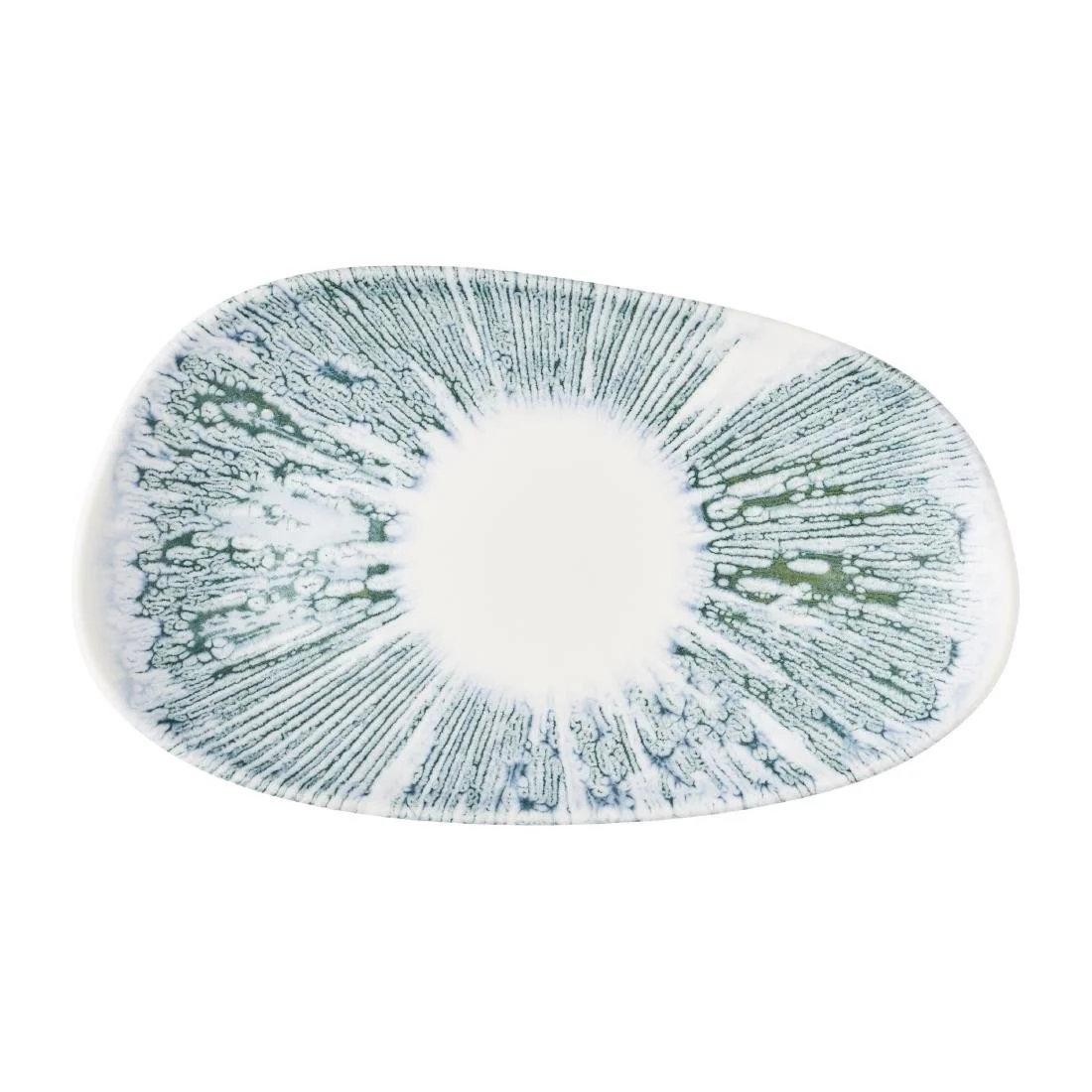 Churchill Lyra Organic Oblong Plates Blue Opal 220x130mm (12 Pack) - Image 1