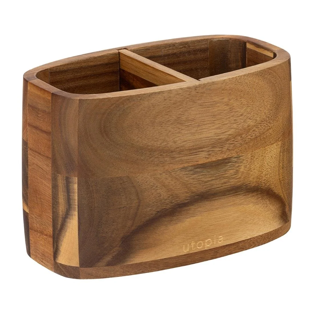 Utopia Acacia 2 Compartment Table Caddy (2 Pack)