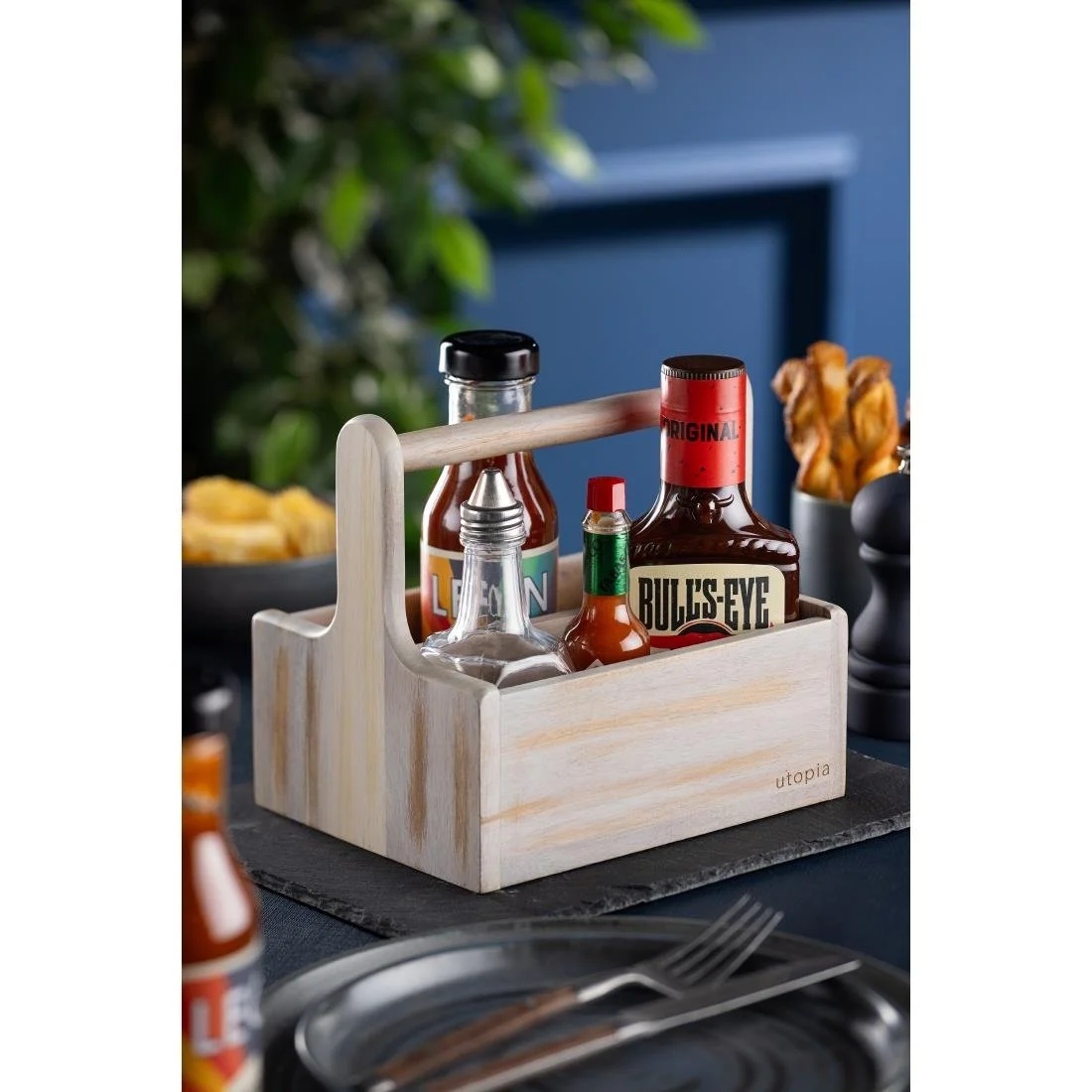 Utopia Medium Wooden Table Caddy White (2 Pack) - Image 2