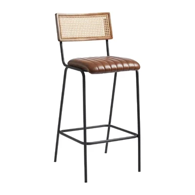 Savanna Leather Bar Stool Pecan Brown - Image 1