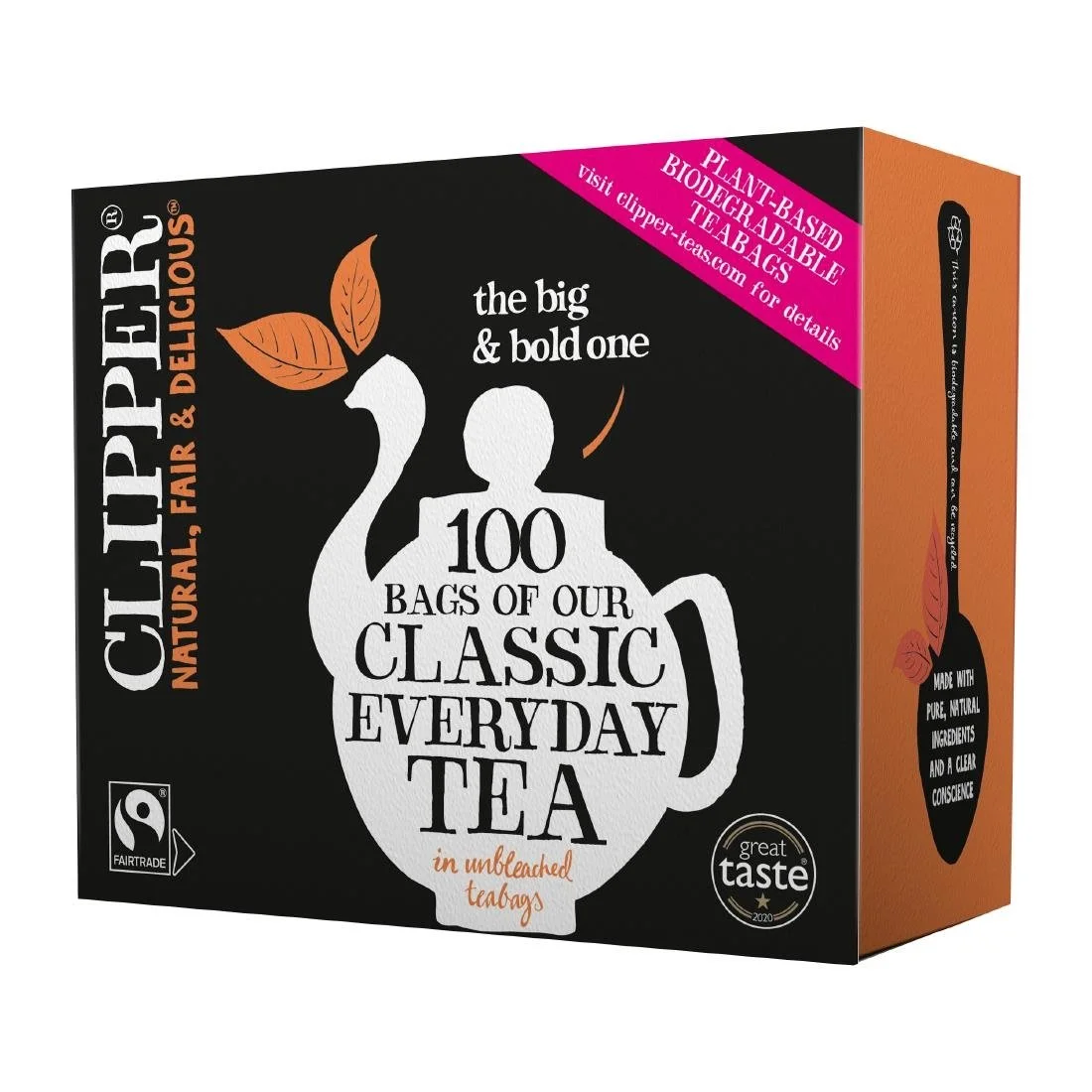 Clipper Fairtrade Classic Everyday Black String and Tag Teabags (100 Pack)