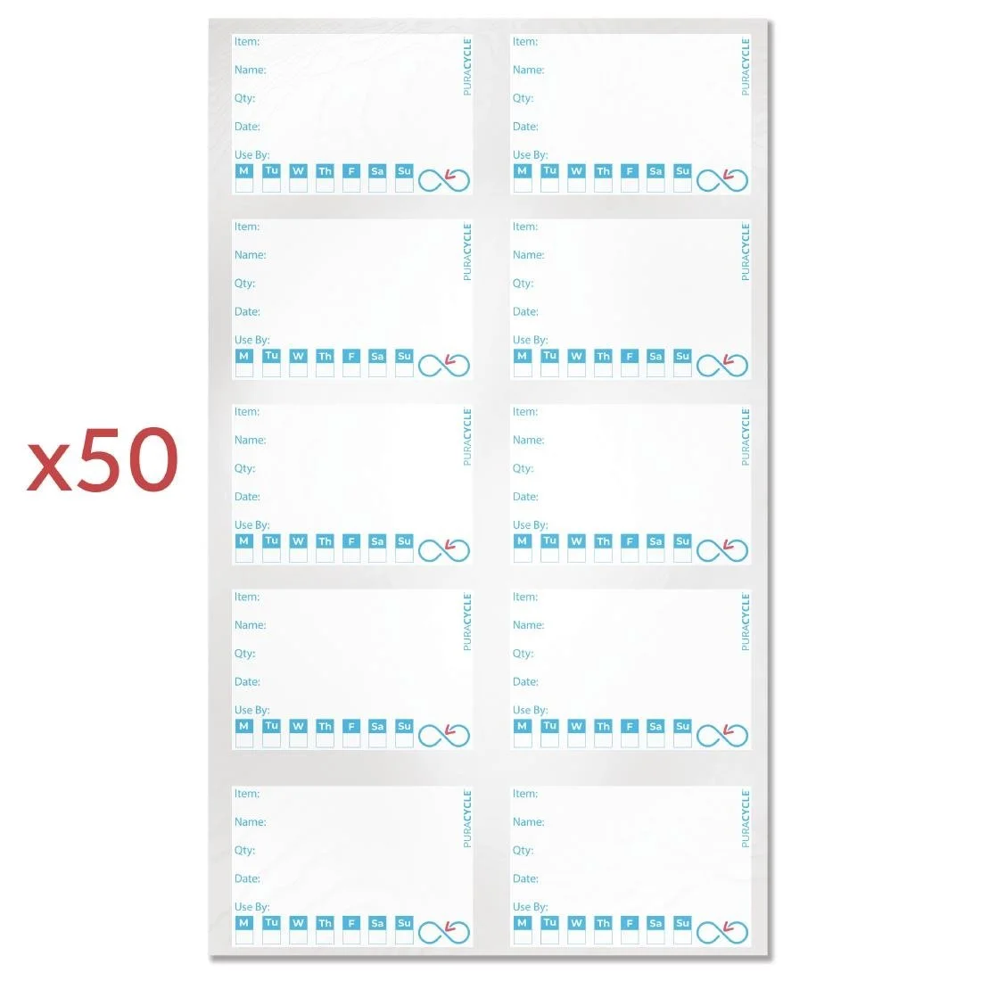Puracycle Reusable Day Label Pack (50 Labels, 2 Cloths) + Free Pens - Image 4
