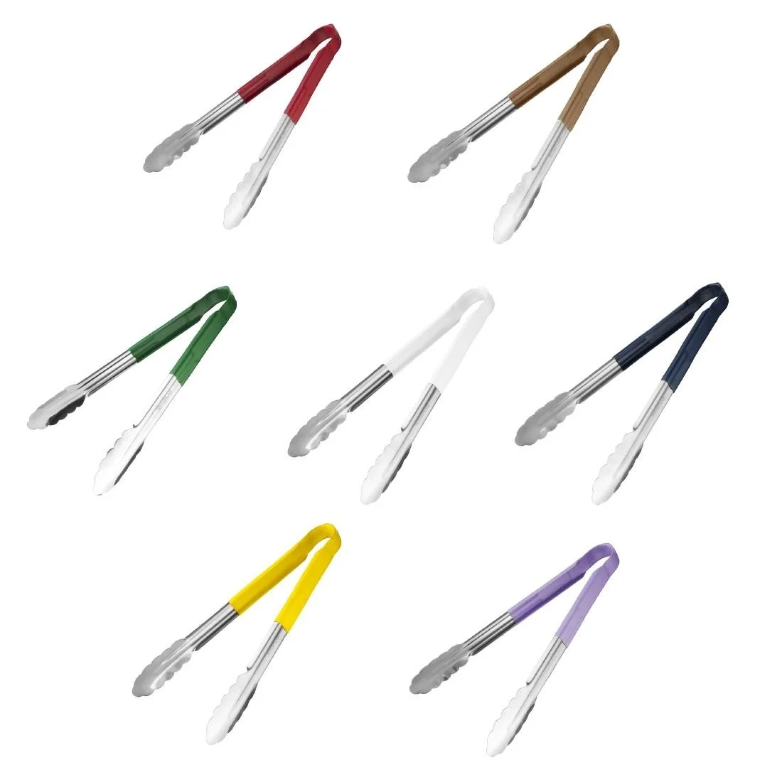 Hygiplas 300mm Colour Coded Tong Set (7 Colours) - Image 1