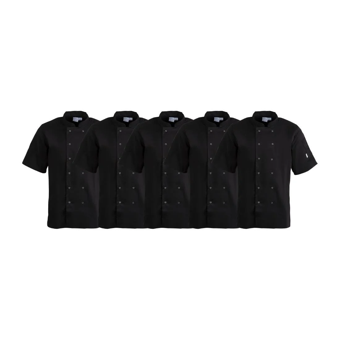 Whites Vegas Unisex Chef Jackets Short Sleeve Black (5 Pack) - Image 1