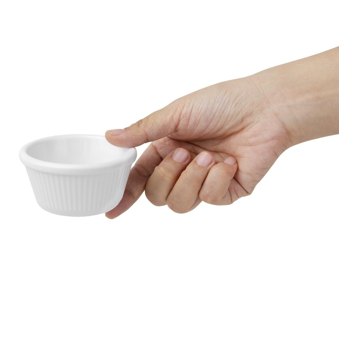 Kristallon Melamine Fluted Ramekins White 76mm