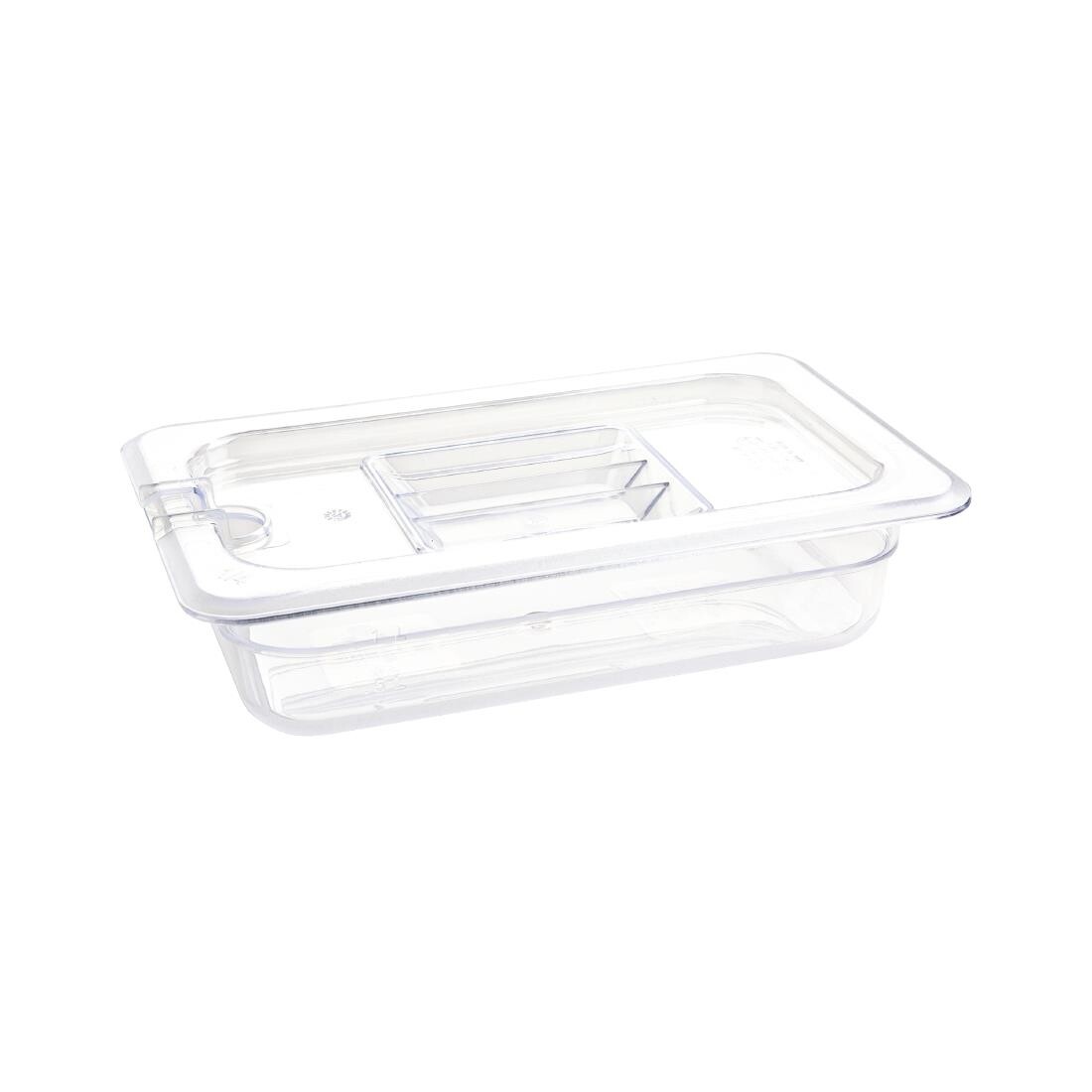 Vogue Polycarbonate 1/4 Gastronorm Container 65mm Clear