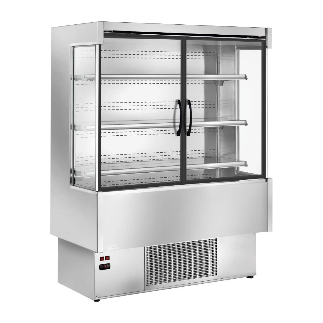 Zoin Silver Multideck Display Stainless Steel Finish with Hinged Doors - Image 1