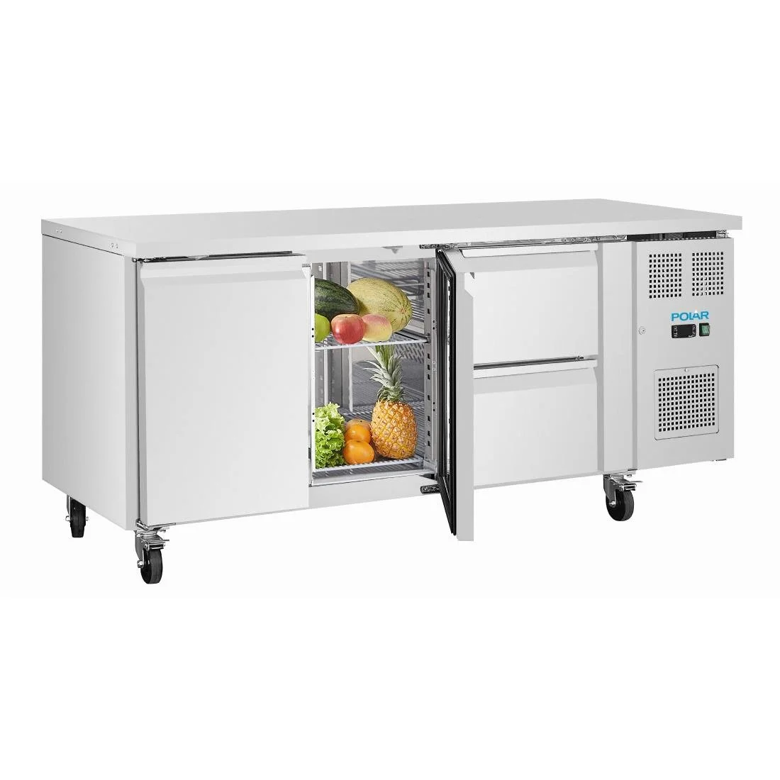 Polar U-Series 2 Door & 2 Drawer Counter Fridge 242Ltr - Image 4