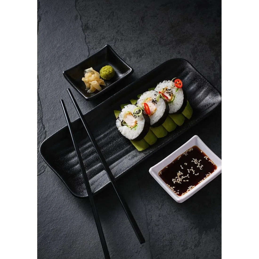 Utopia Zen Melamine Bowls Black 210mm (6 Pack) - Image 2