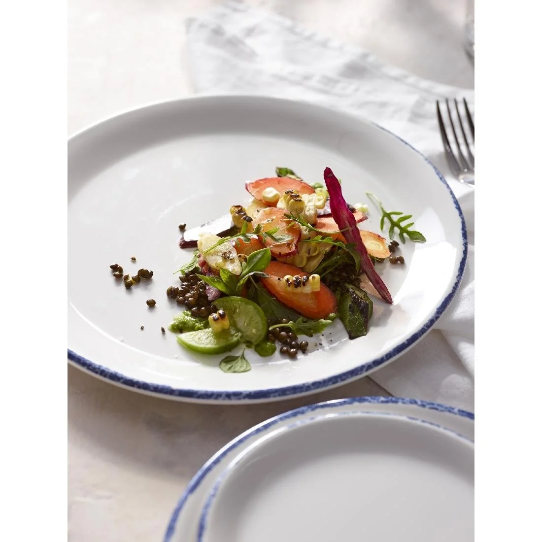 Steelite Blue Dapple Rectangle Trays 305 x 191mm (12 Pack) - Image 4