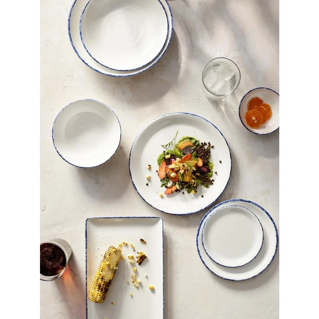 Steelite Blue Dapple Rectangle Trays 305 x 191mm (12 Pack) - Image 3