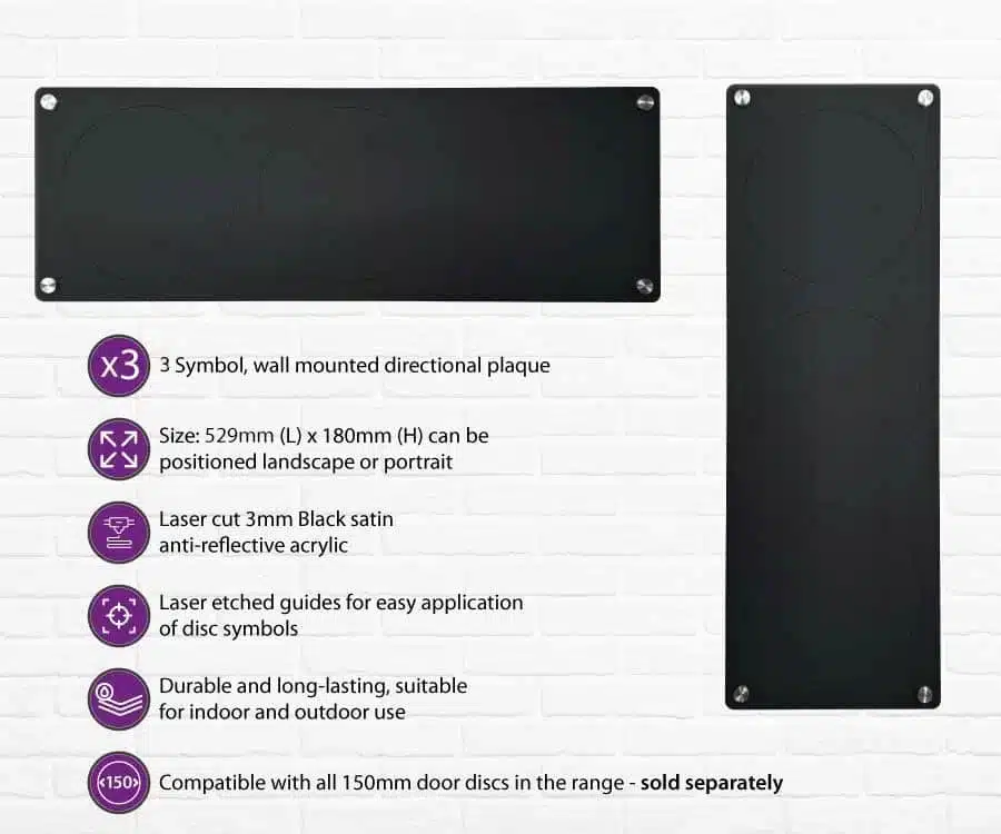 3 Symbol wall mounted directional plaque - Image 1