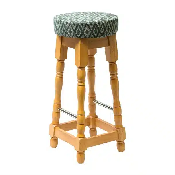 Classic Soft Oak High Bar Stool with Green Diamond Seat