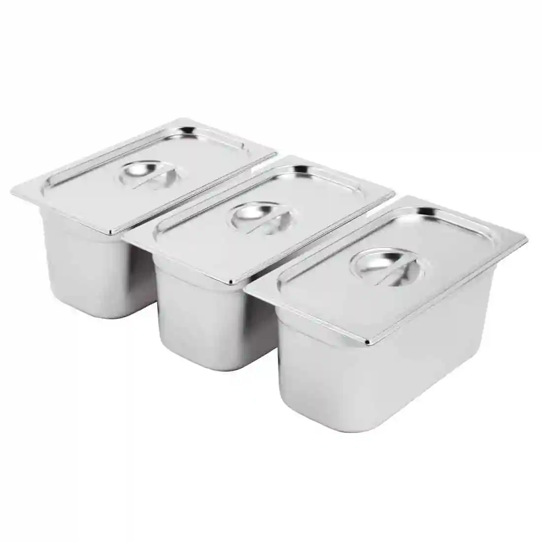 Vogue Stainless Steel Gastronorm Set 3 x 1/3 with Lids