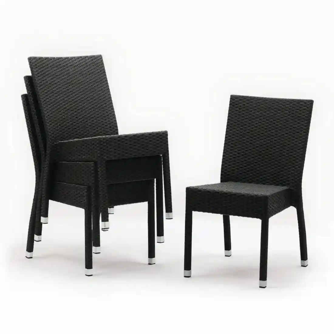 Bolero PE Wicker Side Chairs Charcoal (Pack of 4) - Image 1