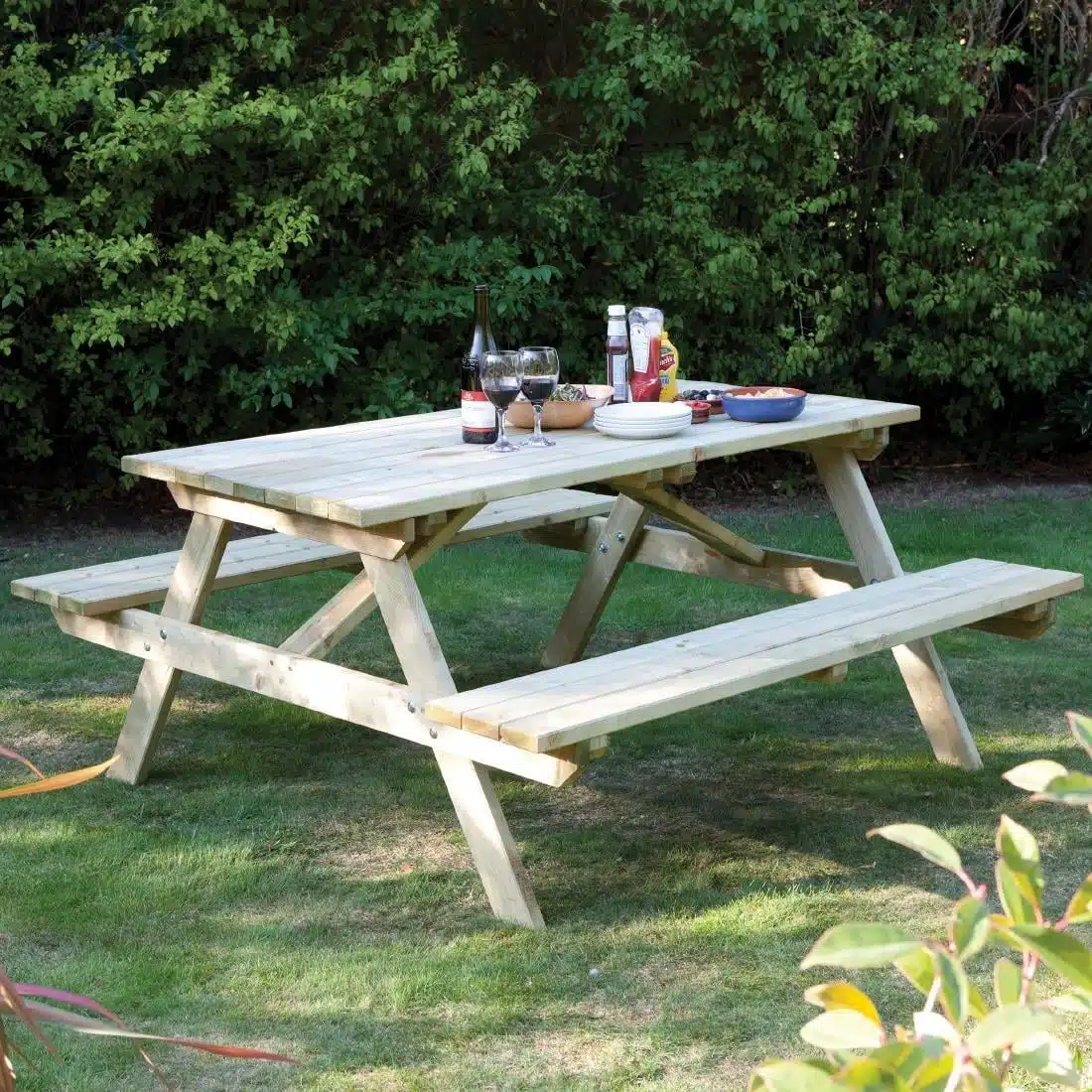 Rowlinson Picnic Table Natural Timber 180cm - Image 2