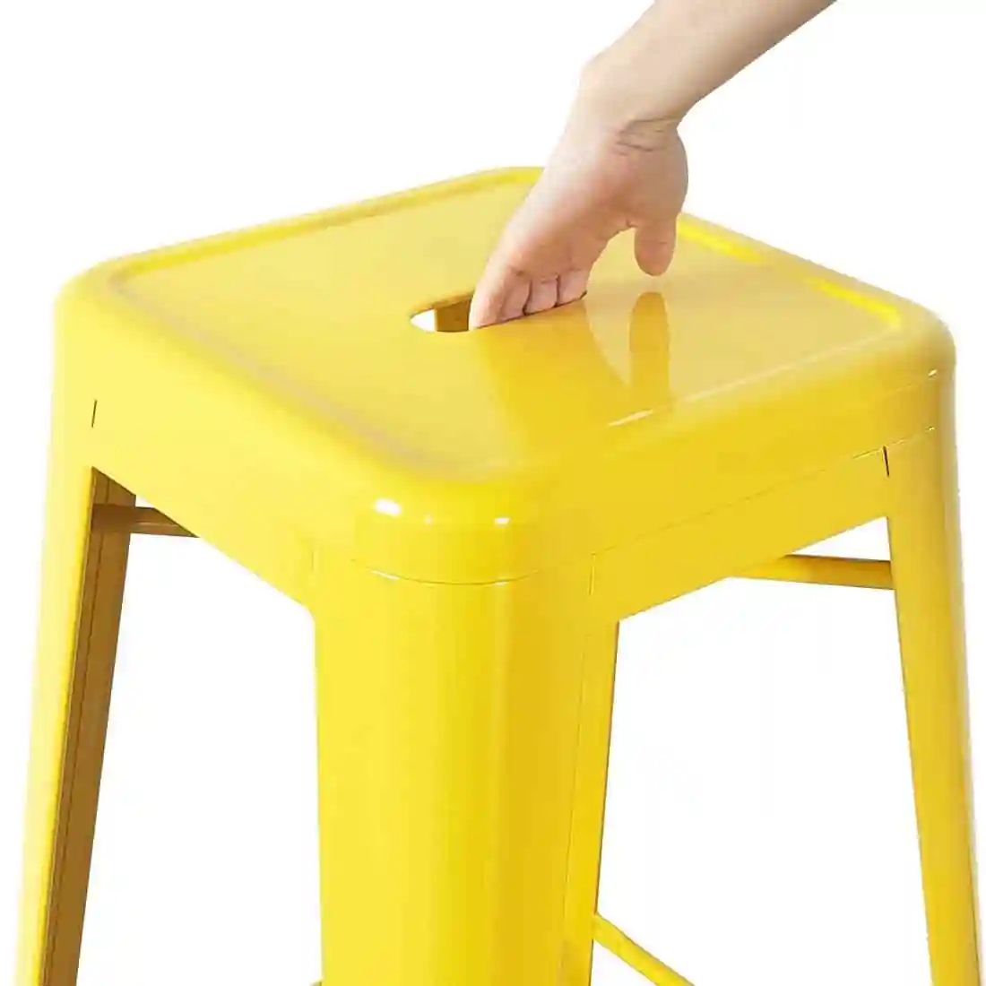 Bolero Bistro Yellow Steel High Stool (Pack of 4) - Image 2