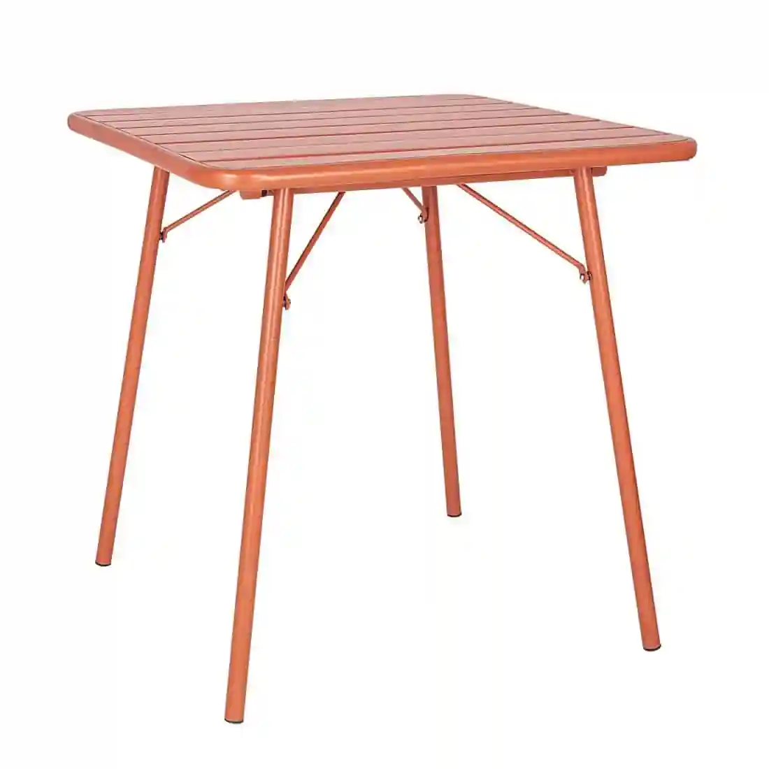 Bolero Terracotta Square Slatted Steel Table - 700mm - Image 1