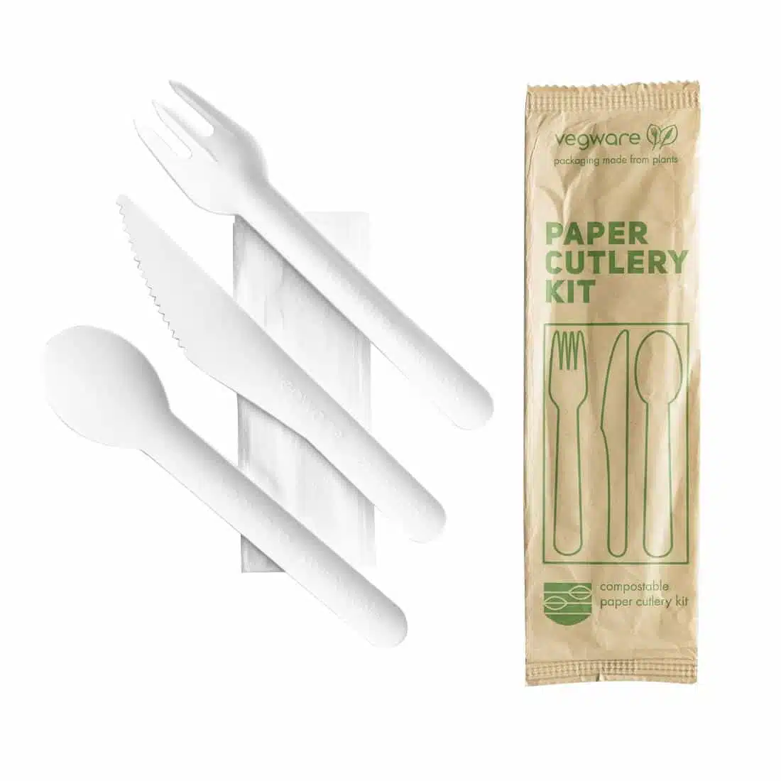 Vegware Compostable Paper Cutlery Kit 4in1 (Case of 250) - Image 1