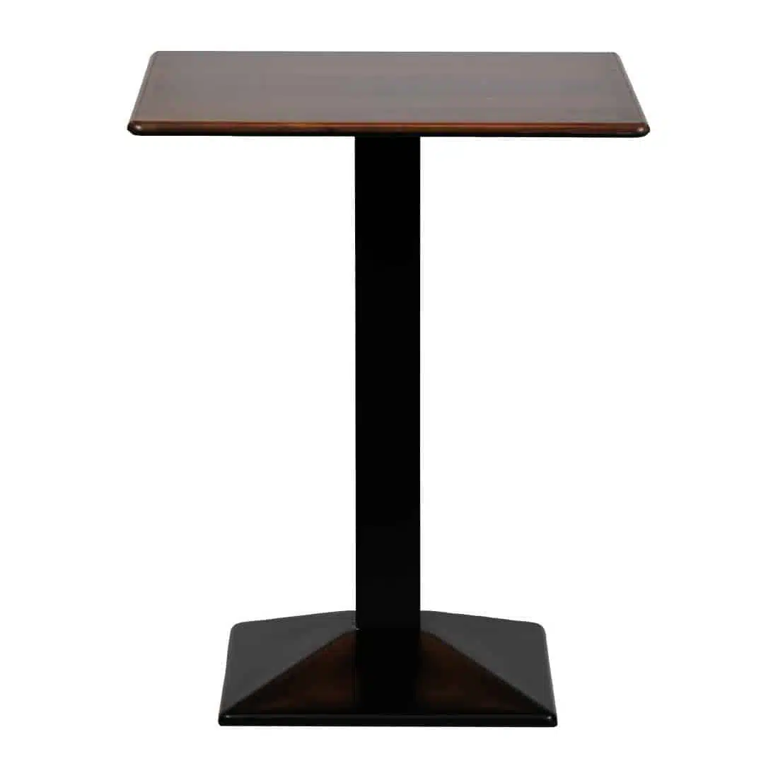 Turin Metal Base 600mm Square Poseur Table with Laminate Top in Walnut - Image 1