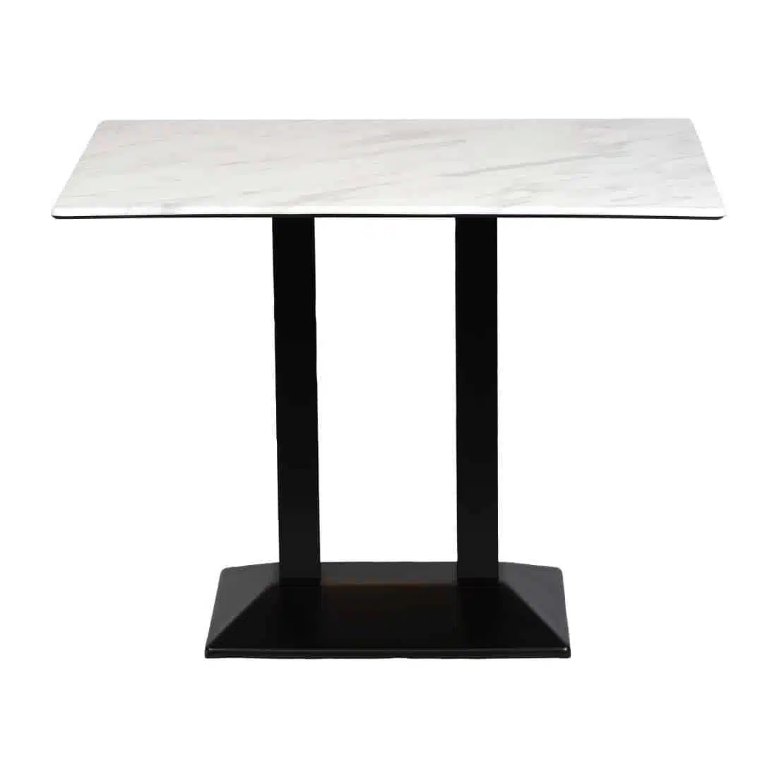 Turin Metal Base Rectangle Poseur Table with Laminate Top in Marble - Image 1