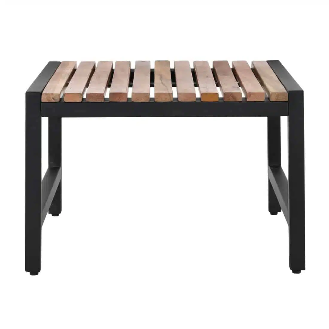 Bolero Steel and Acacia Low Bar Stools (Pack of 4) - Image 2