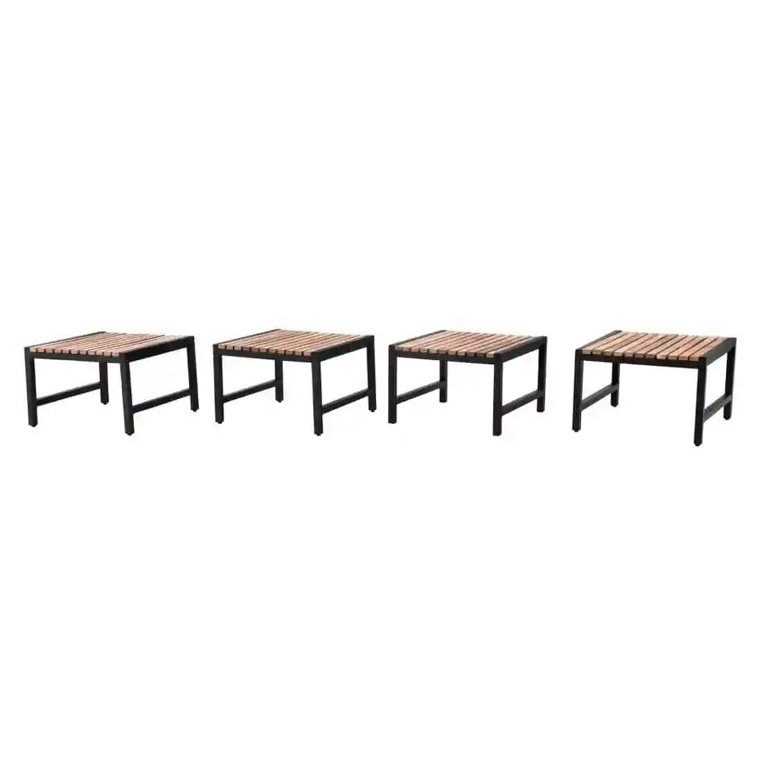 Bolero Steel and Acacia Low Bar Stools (Pack of 4) - Image 3