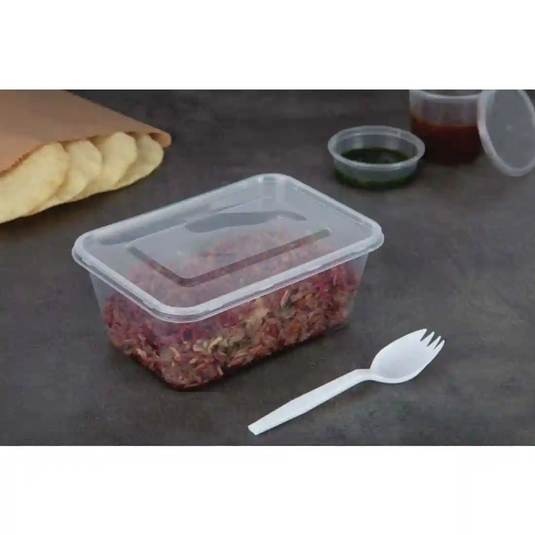 Fiesta Recyclable Plastic Microwavable Containers with Lid Large 1000ml (Pack of 250) - Image 6