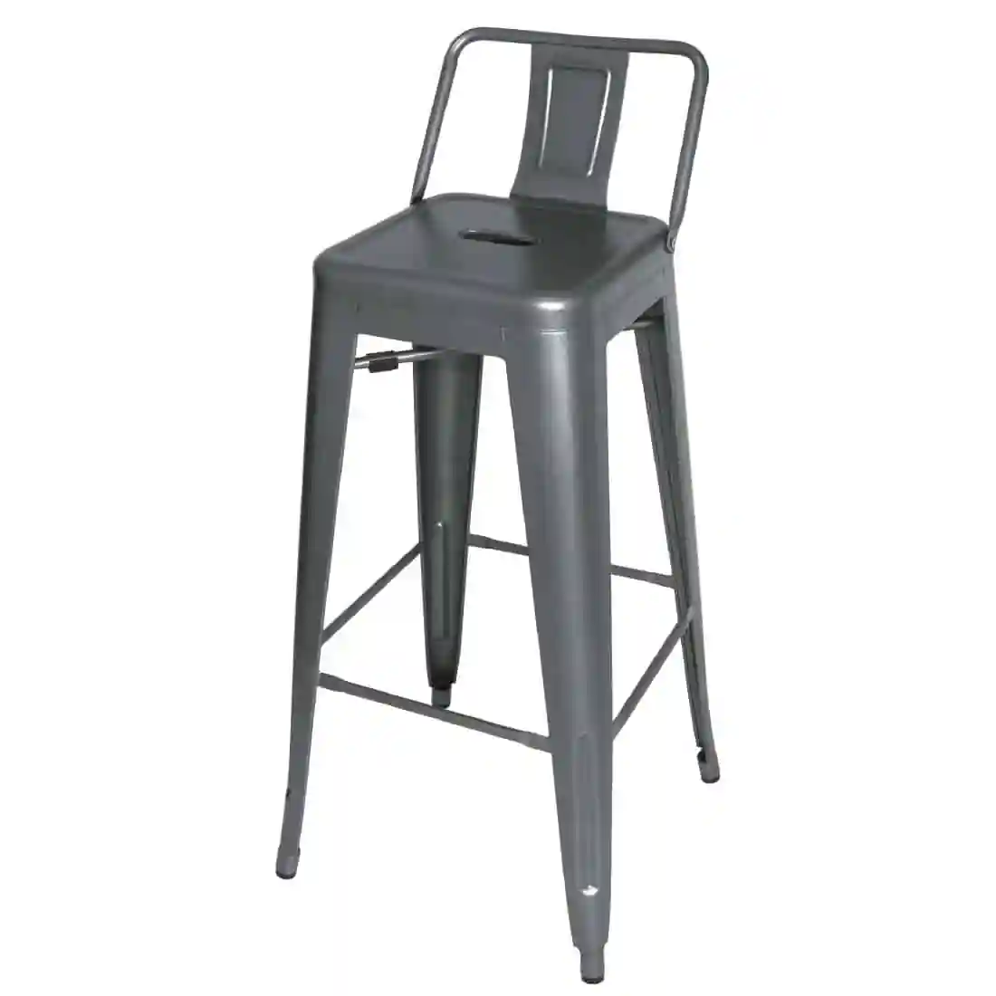 Bolero Bistro High Stool With Backrest Gun Metal (Pack of 4) - Image 1