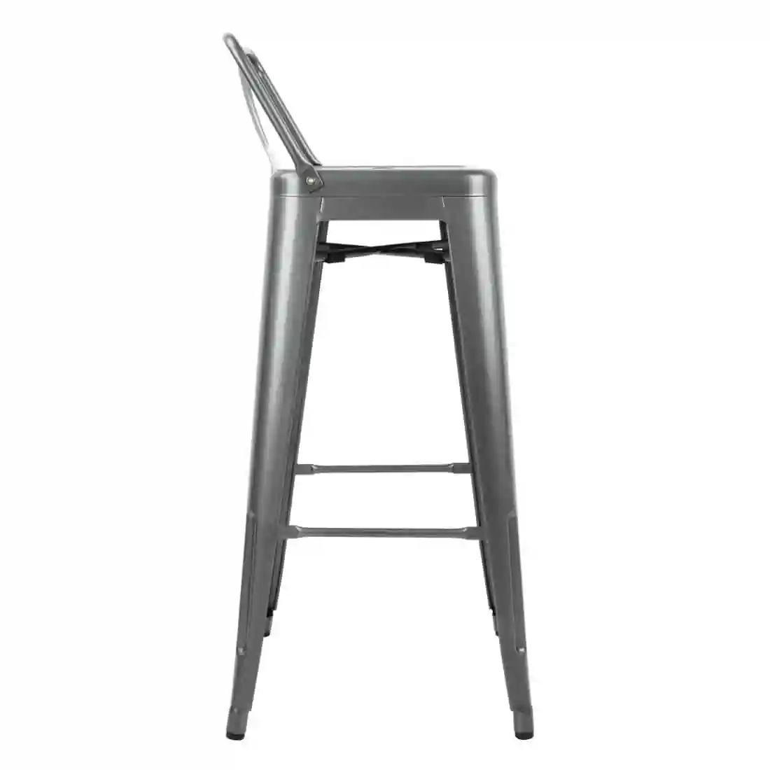 Bolero Bistro High Stool With Backrest Gun Metal (Pack of 4) - Image 3