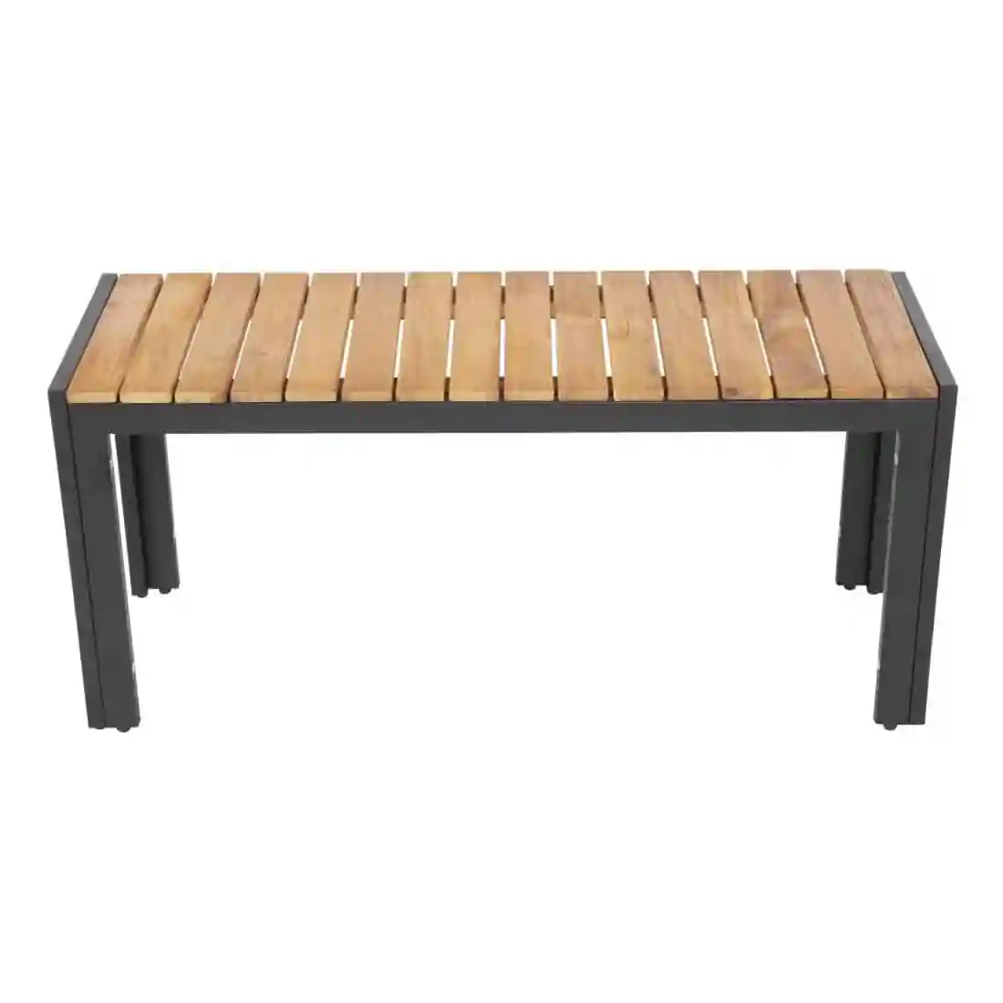 Bolero Rectangular Steel and Acacia Benches 1000mm (Pack of 2) - Image 3