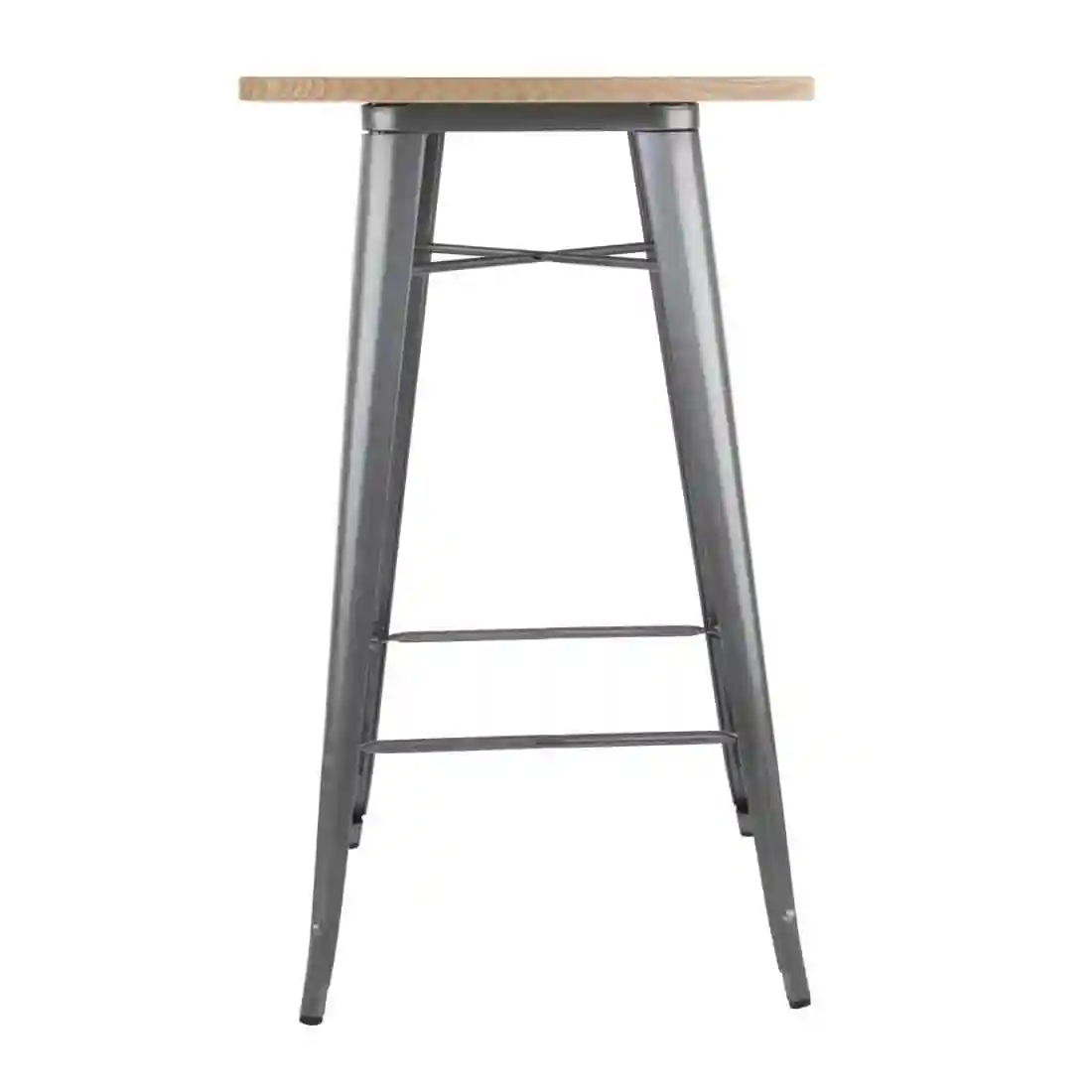 Bolero Bistro Bar Table with Wooden Top Gun Metal - Image 2