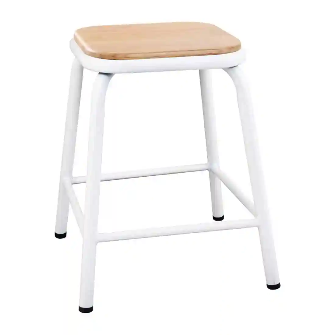 Bolero Cantina Low Stools with Wooden Seat Pad White (Pack of 4) - Image 1