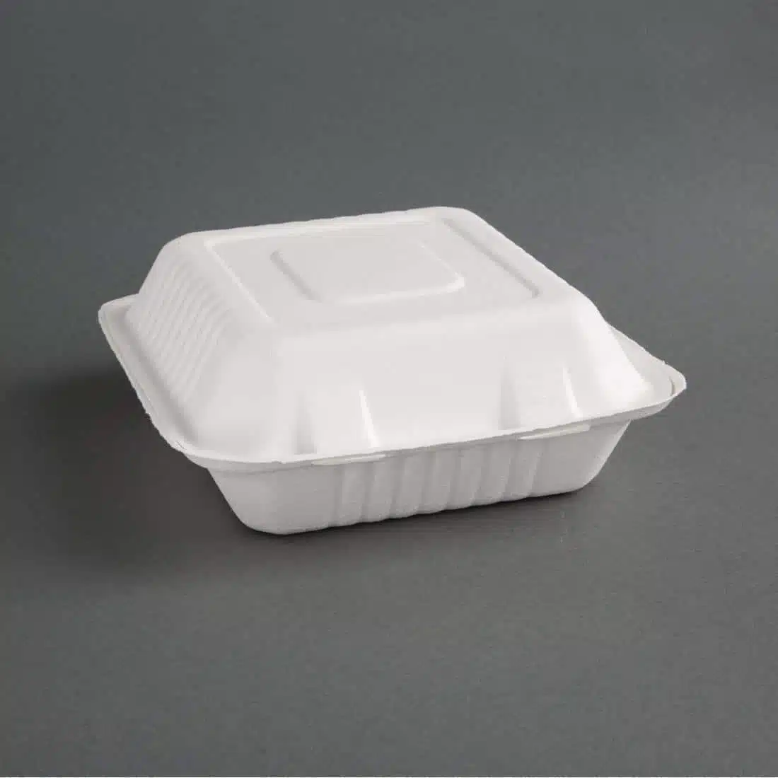 Fiesta Compostable Bagasse Hinged 3-Compartment Food Containers 201mm (Pack of 200) - Image 1