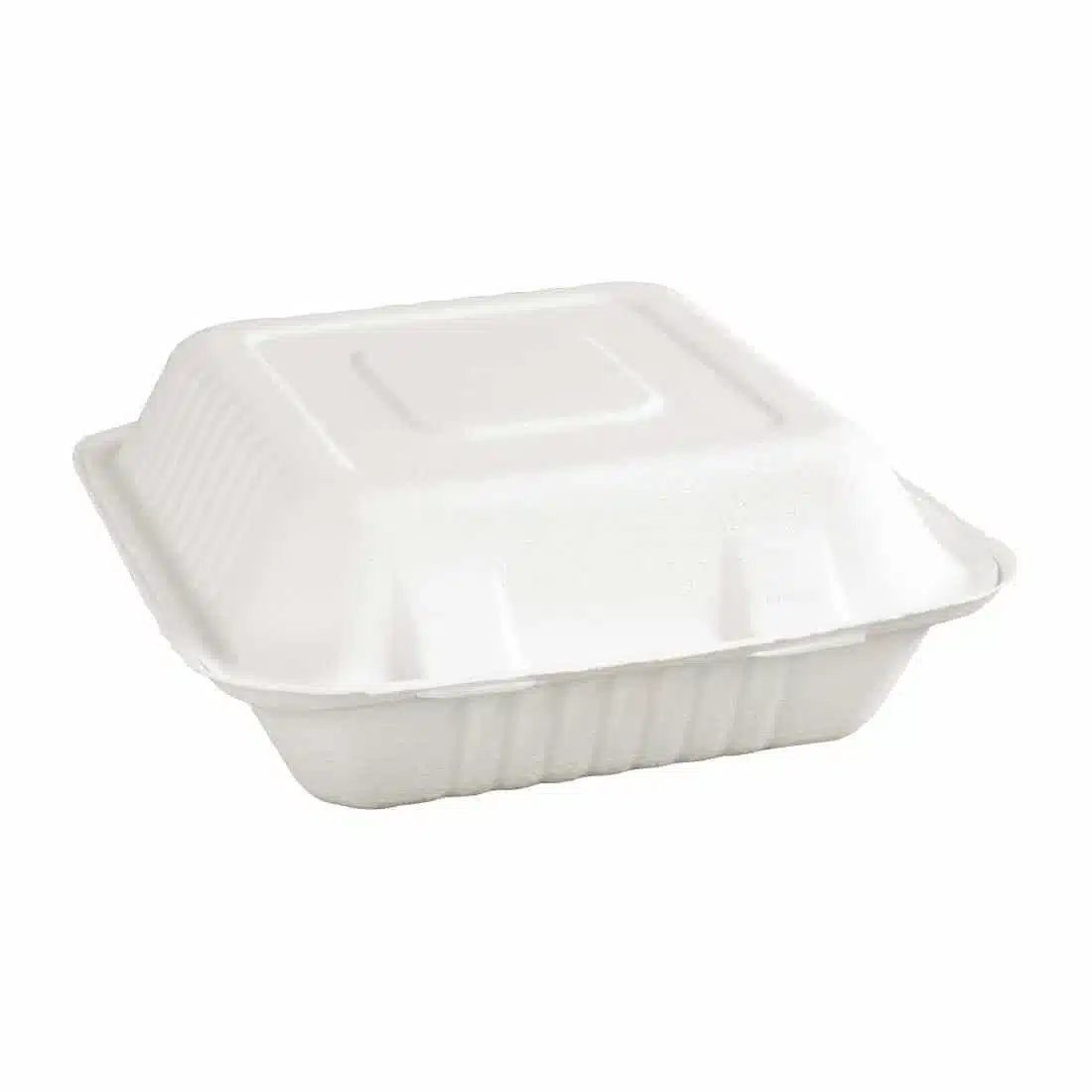 Fiesta Compostable Bagasse Hinged 3-Compartment Food Containers 201mm (Pack of 200) - Image 3