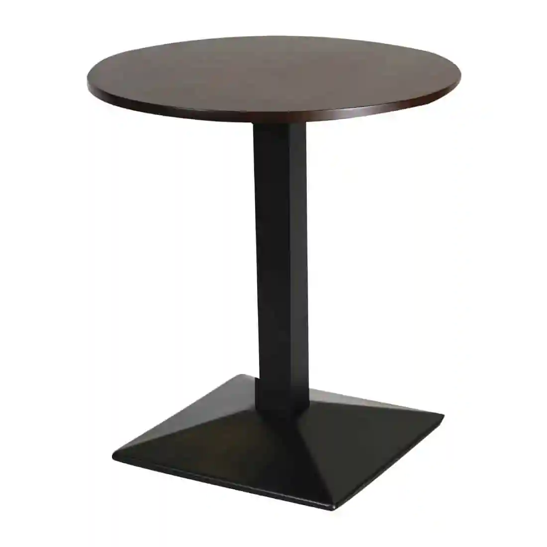 Turin Metal Base Pedestal Round Table with Dark Wood Top 700mm - Image 1