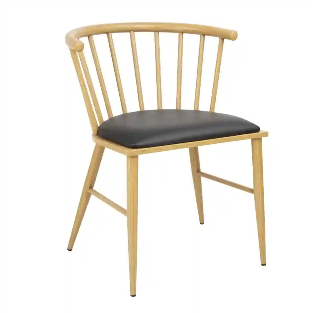 Bolero Harrowdene Padded Metal Side Chairs Wood Effect (Pack of 2) - Image 1