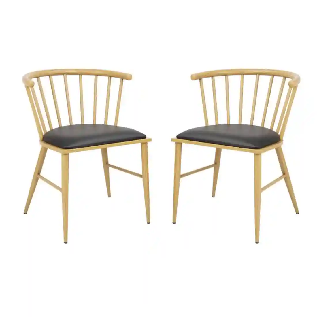 Bolero Harrowdene Padded Metal Side Chairs Wood Effect (Pack of 2) - Image 6