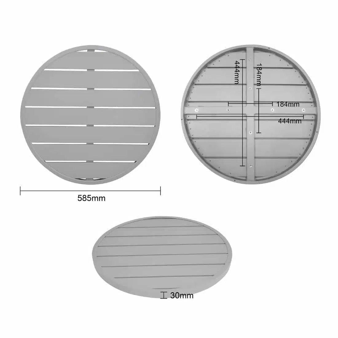 Bolero Aluminium Round Table Top Light Grey 580mm - Image 5