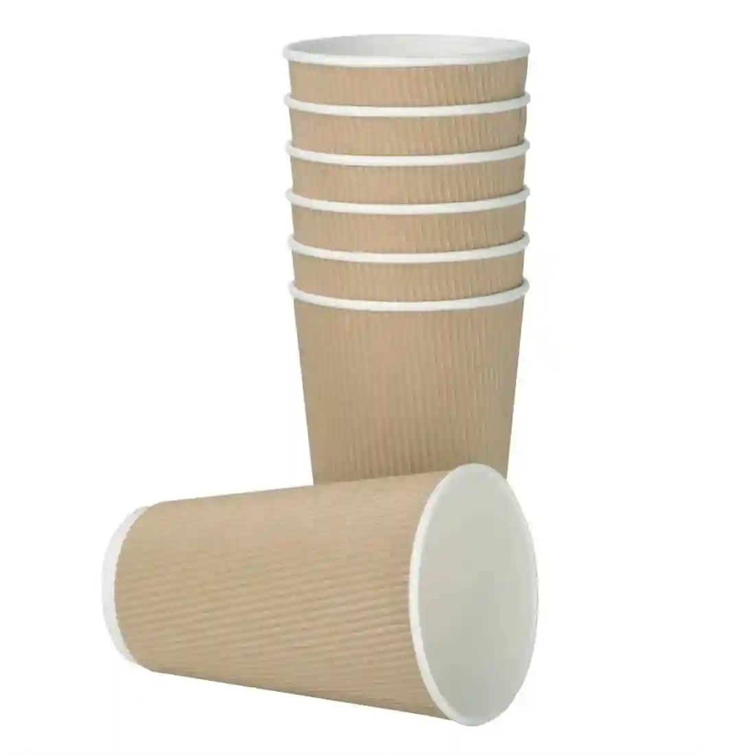 Fiesta Recyclable Coffee Cups Ripple Wall Kraft 455ml / 16oz (Pack of 25) - Image 2