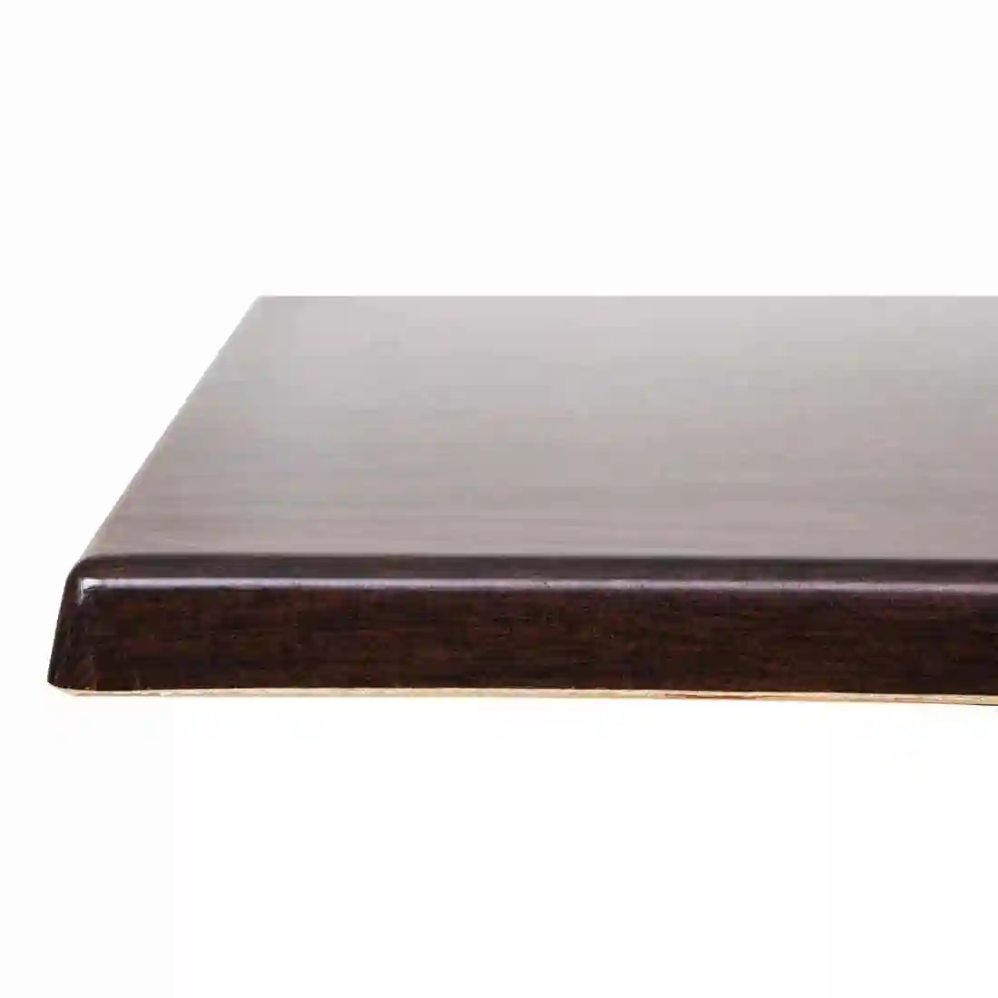 Bolero Pre-drilled Square Tabletop Dark Brown 600mm - Image 4