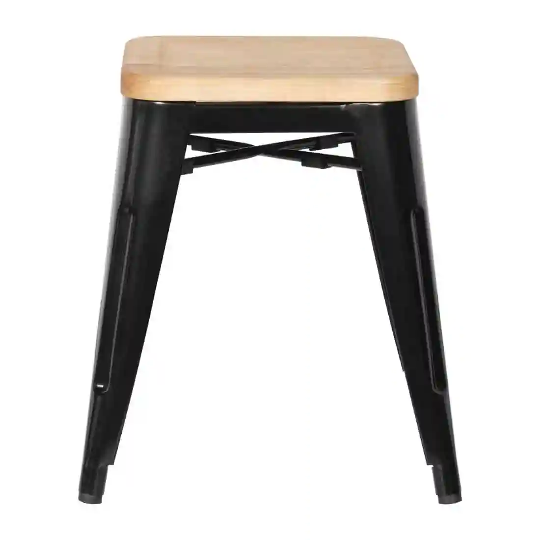 Bolero Bistro Low Stools with Wooden Seat Pad Black (Pack of 4) - Image 2