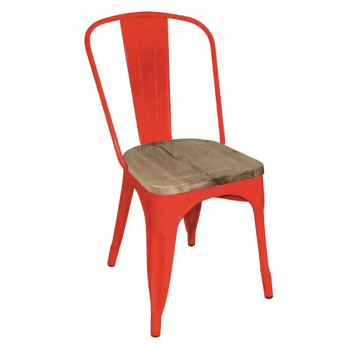 Bolero Bistro Side Chairs with Wooden Seat Pad Red (Pack of 4) - Image 1