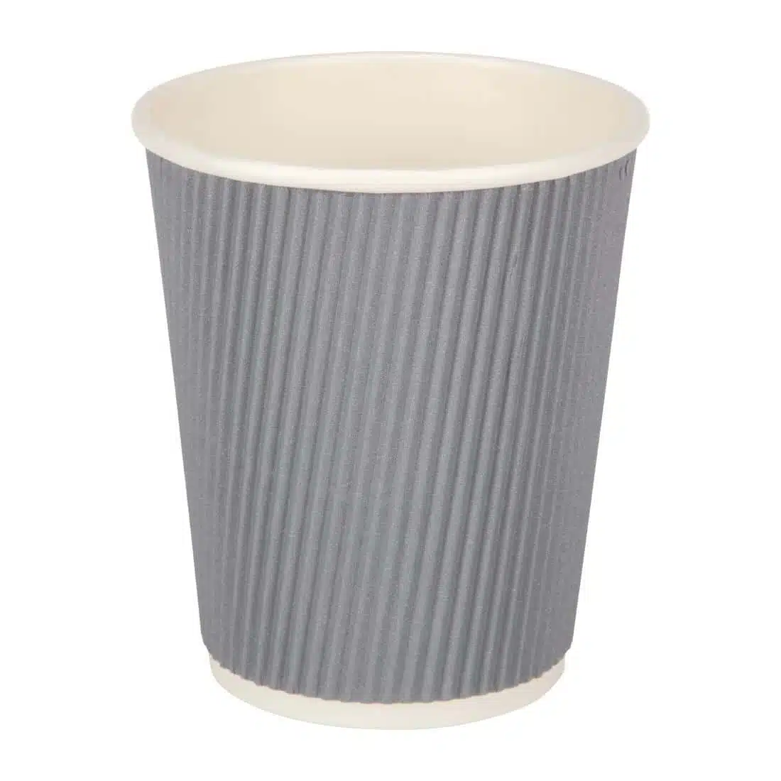Fiesta Recyclable Coffee Cups Ripple Wall Charcoal 225ml / 8oz (Pack of 25) - Image 1