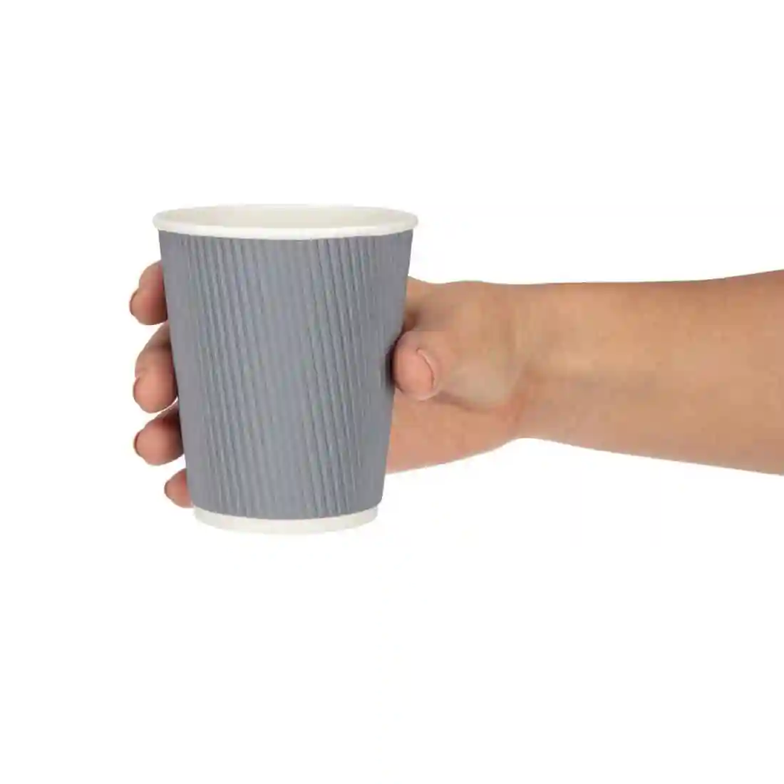 Fiesta Recyclable Coffee Cups Ripple Wall Charcoal 225ml / 8oz (Pack of 25) - Image 3
